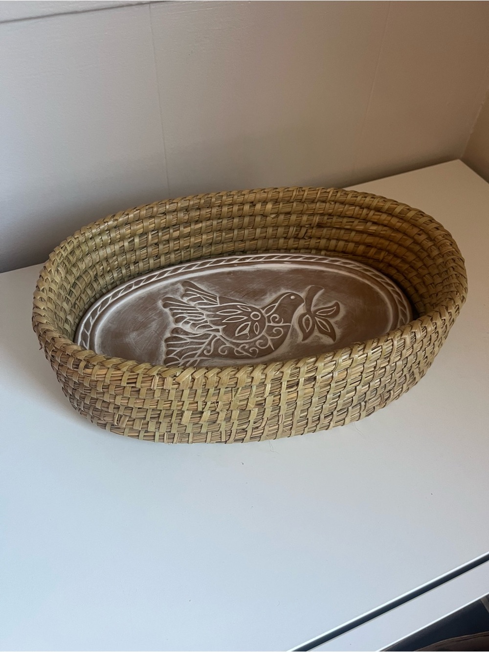 Woven Bread Warmer Basket with Ceramic Insert